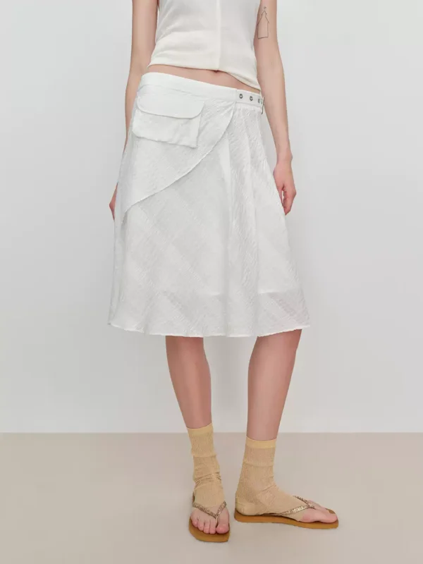 A white, irregular, flowing and drooping umbrella skirt - Image 3