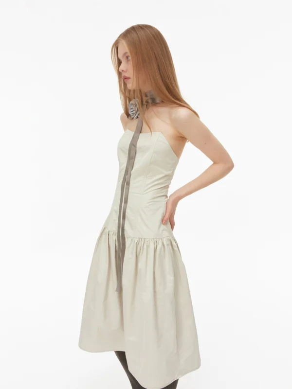 French-style large hemline halter A-line dress - Image 3