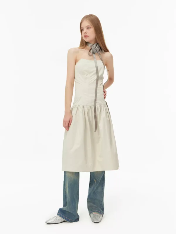 French-style large hemline halter A-line dress - Image 2