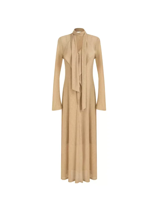 A stylish V-neck dress with flowing ribbons - Image 4