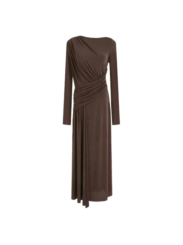 French retro asymmetrical neckline dress - Image 4
