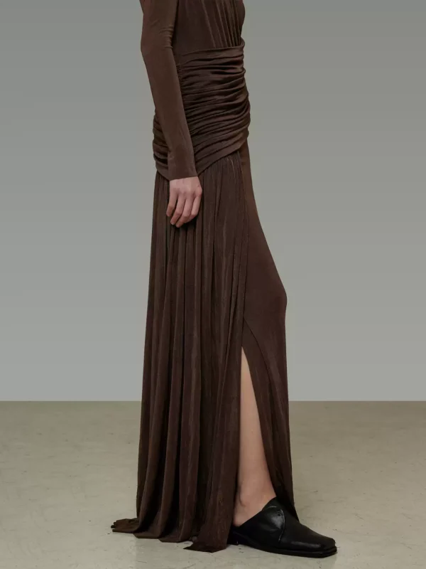 French retro asymmetrical neckline dress - Image 3