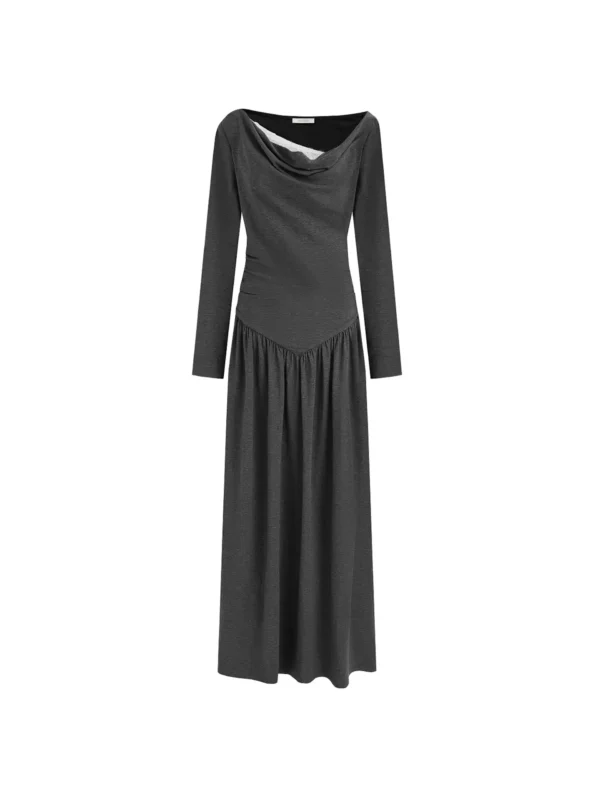 Lace-stitched off-the-shoulder knitted dress for women - Image 3