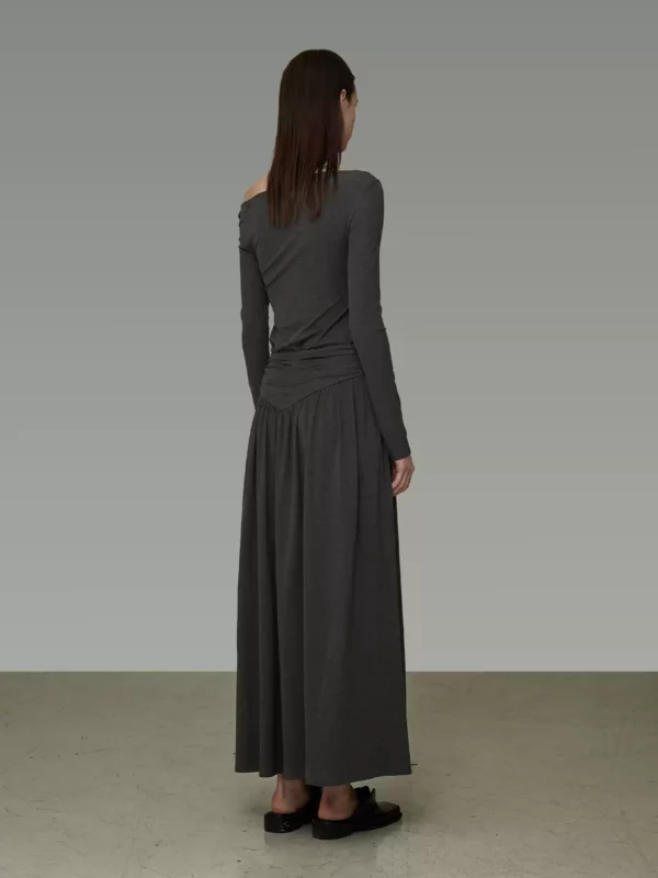 Lace-stitched off-the-shoulder knitted dress for women - Image 4