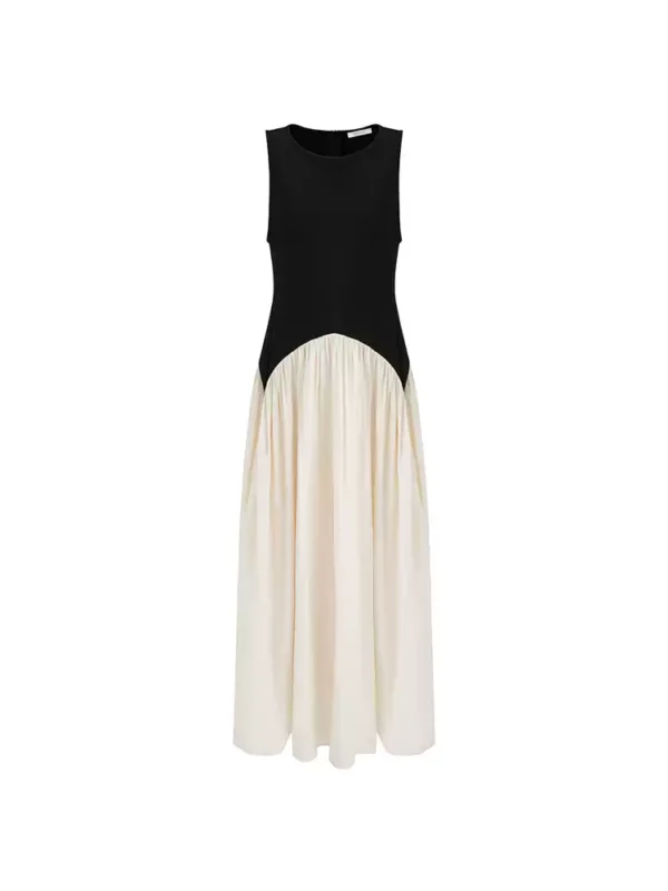 design sense contrasting color sleeveless dress for women - Image 3