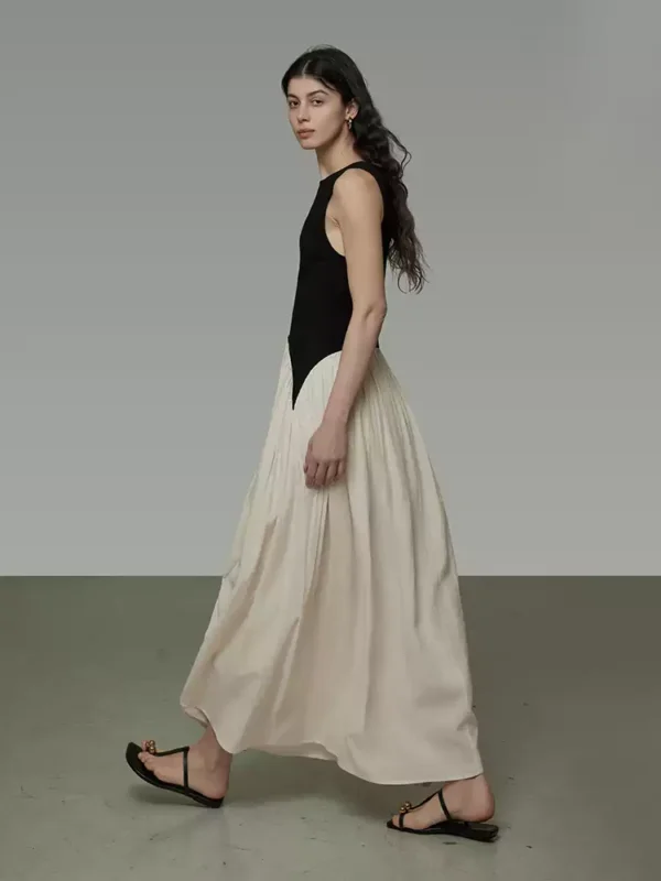 design sense contrasting color sleeveless dress for women - Image 2