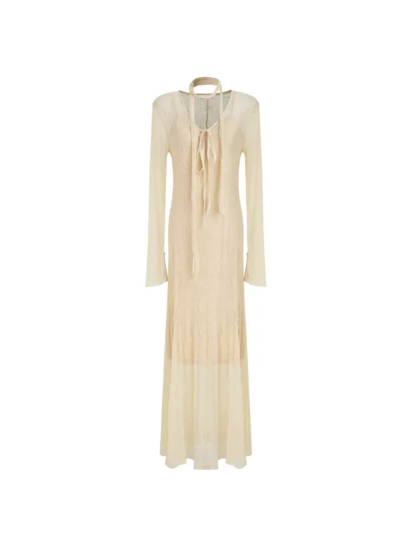 A woman in a slightly transparent V-neck dress - Image 4