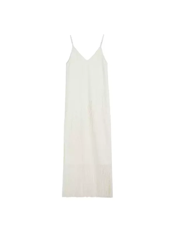 A white fringed vacation dress for women - Image 4