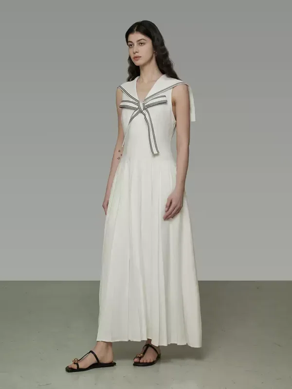 French navy neck vest dress - Image 4
