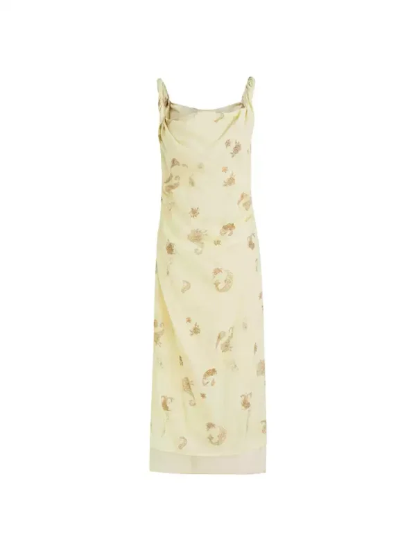 Retro floral swing neck halter dress - Image 4