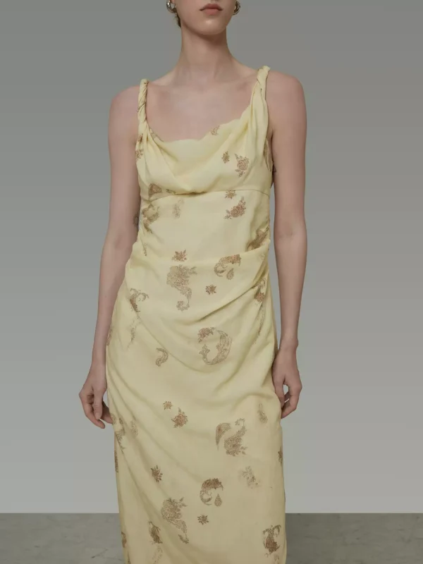 Retro floral swing neck halter dress - Image 3