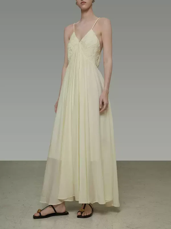 Sleeveless V-neck French halter dress for women - Image 3