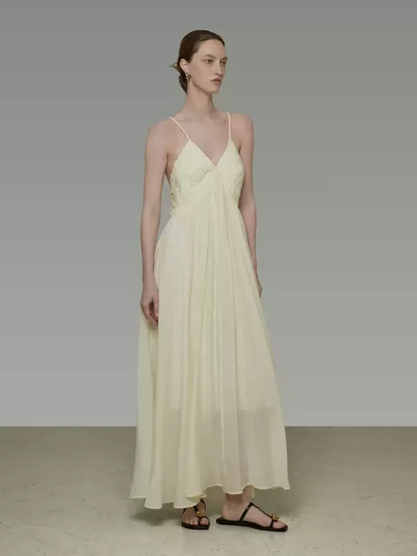 Sleeveless V-neck French halter dress for women - Image 2
