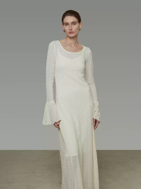French flared sleeve cut-out dress for women - Image 2
