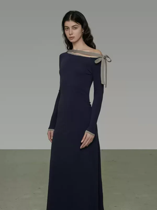 A new design of a niche off-the-shoulder long dress - Image 3
