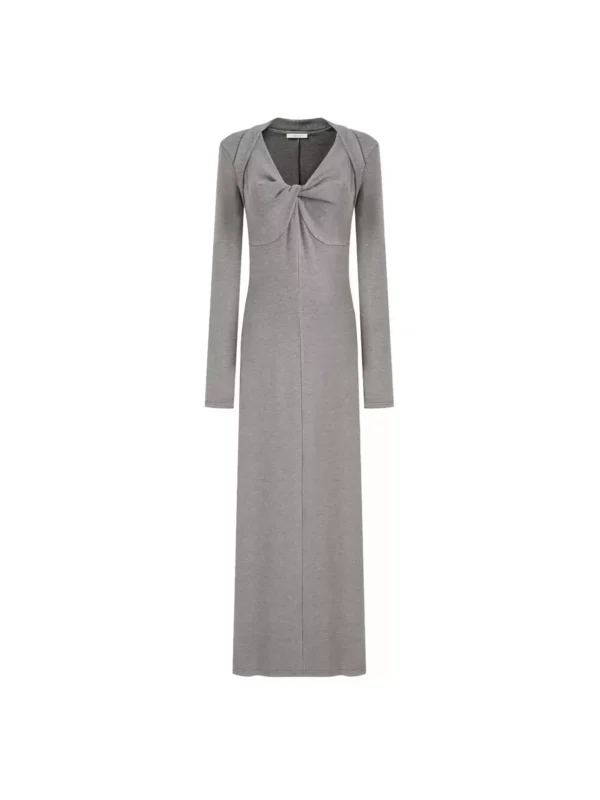A V-neck knotted long-sleeved dress for women - Image 2