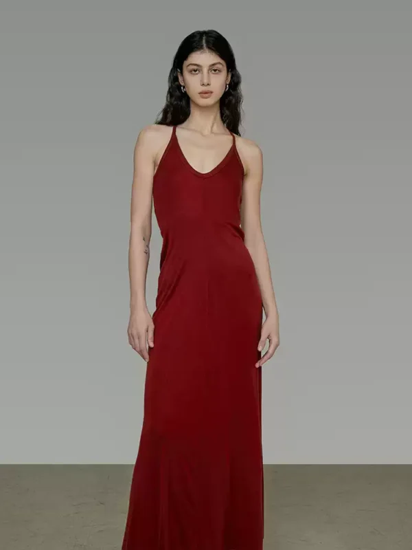 Red U-neck halter dress - Image 3
