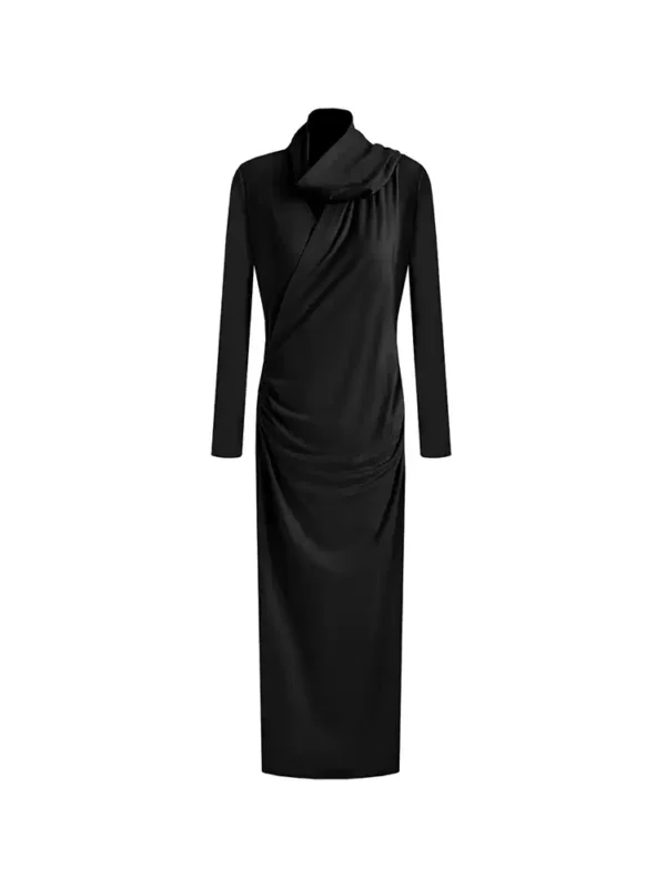 Wave-neck ribbon knitted dress - Image 4