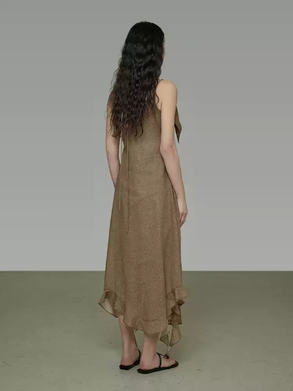 Asymmetrical ruffled halter dress - Image 3