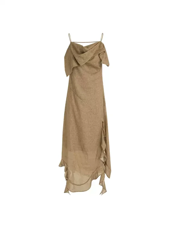 Asymmetrical ruffled halter dress - Image 4