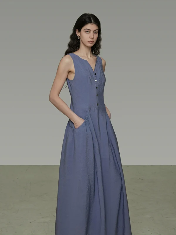 Big pocket round-neck vest dress - Image 3