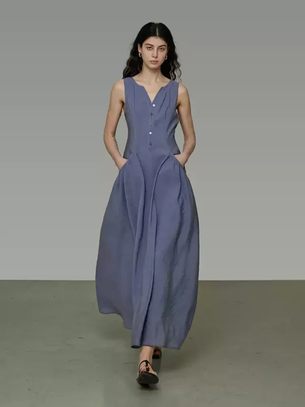 Big pocket round-neck vest dress - Image 2
