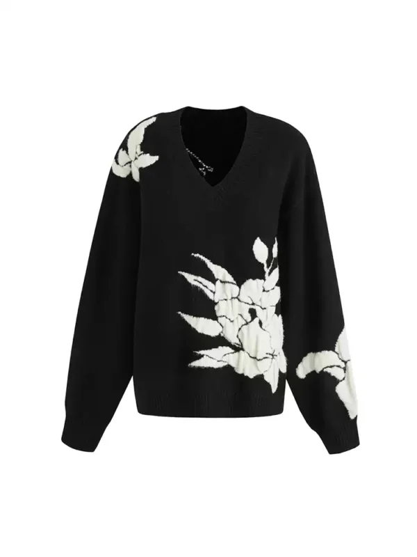 Bubble jacquard V-neck sweater - Image 3
